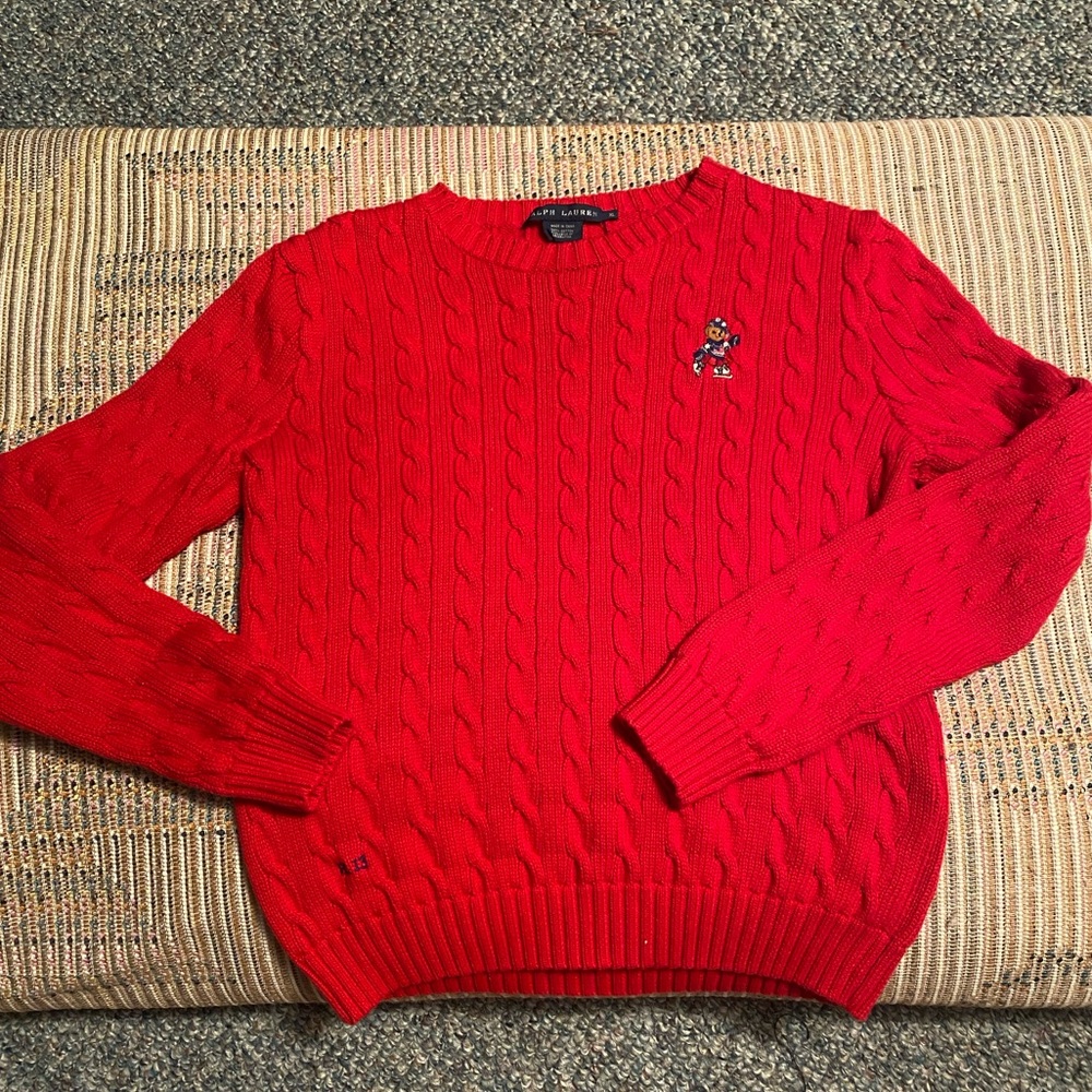Red USA bear Ralph Lauren sweater size XL